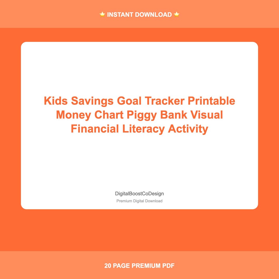 Kids Savings Goal Tracker Printable Money Chart Piggy Bank Visual ...