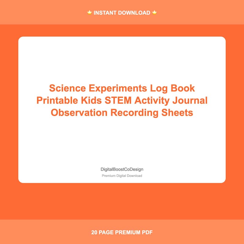 Science Experiments Log Book Printable Kids STEM Activity Journal ...
