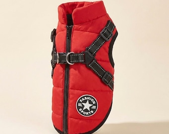 Dog Winter Coat with Built-in Harness | Waterproof Warm Puffer Jacket for Dogs | Reflective Outdoor Vest for Small & Medium Dogs