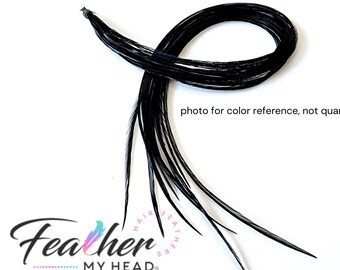 Black Hair Feather Extensions. (1) Feather, Long Lengths and Hair Feather Kit Available