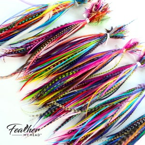 Short Feather Variety Pack for Hair, Fly Tying, Crafts and Jewelry - Up to 100 Feather Extensions Natural or Bright Colors - Heat Resistant