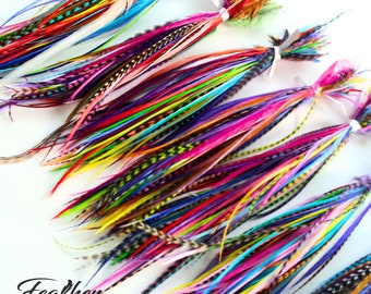 Feather Variety Pack for Hair feathers,  Fly Tying, Crafts and Jewelry - 100 Feather Extensions Natural or Bright Colors - Heat Resistant