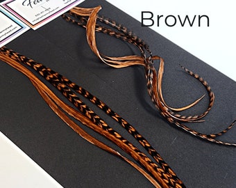 Brown Hair Feather Extensions. (1) Feather, Long Lengths and Hair Feather Kit Available