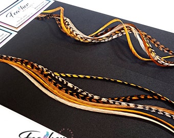 Hair Feathers Brown Copper Feather Hair Extensions Extra Long Rooster Feathers Fall Hair 6 Piece Set Fall In Love