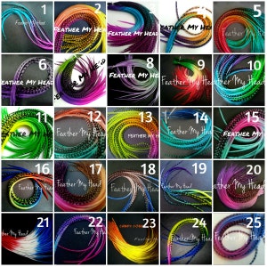 Feather Hair Extension(s) Super Long Long 11-14&quot; (23cm - 31cm)  Premium Grade Pick Your Colors - Multi Colored Rainbow - Please Read Details