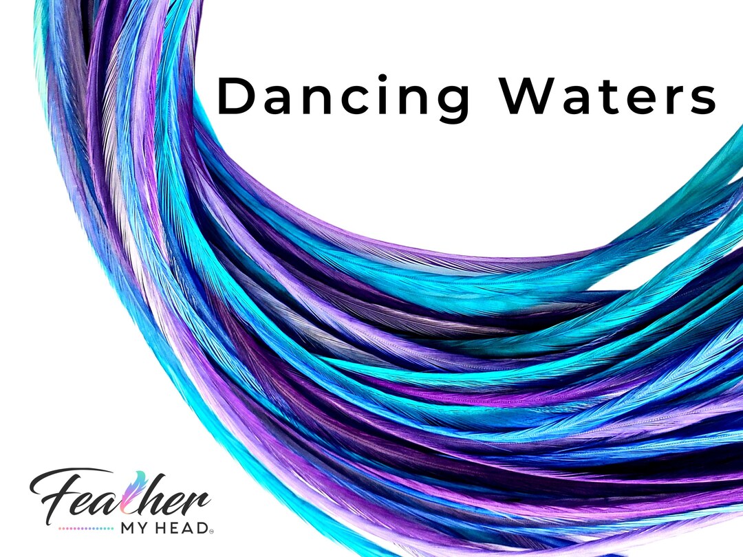 Dancing Water Hair Feathers, Mix of Purple and Blue Feathers, Pick Your