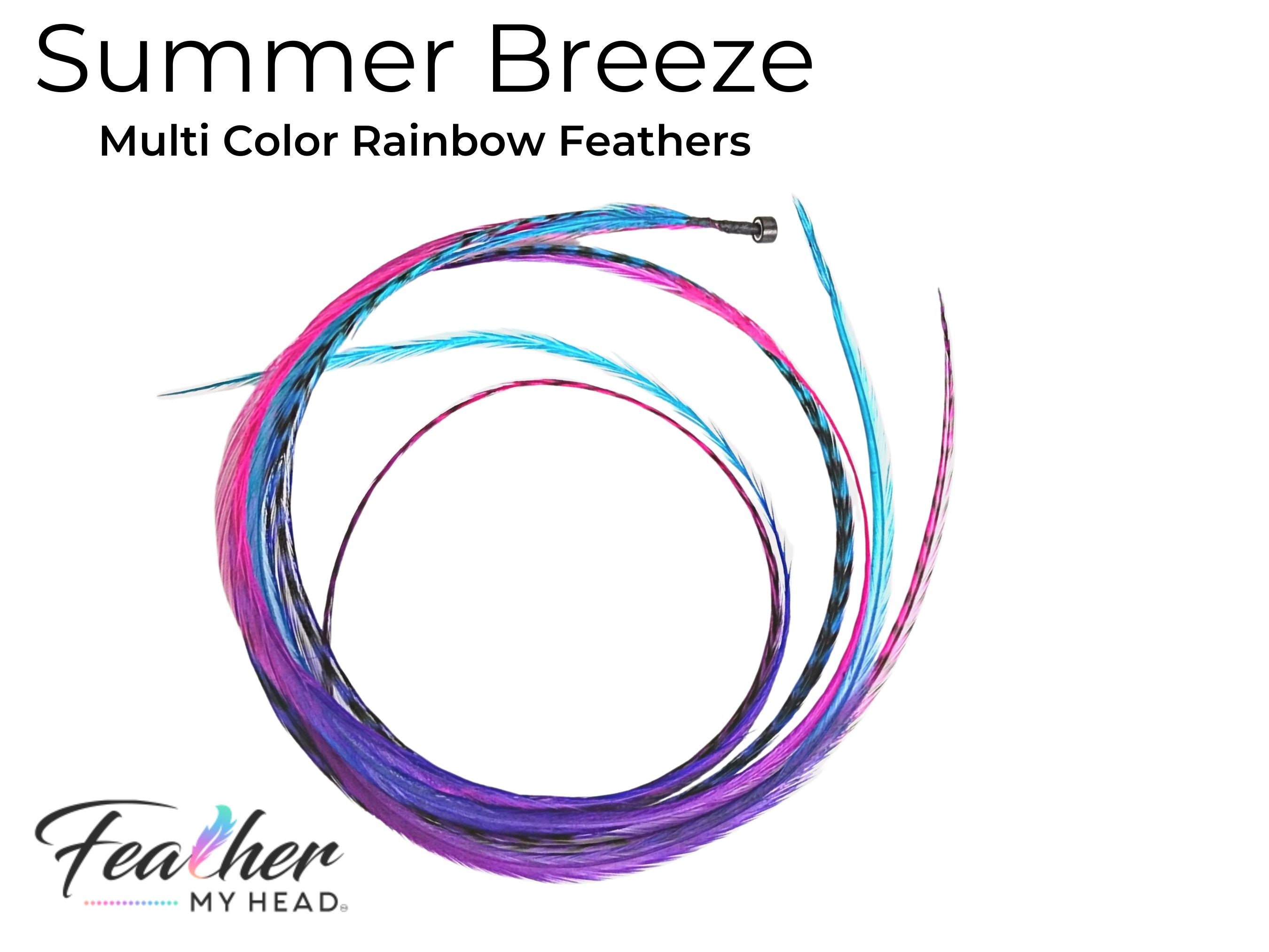 Sale Real Feather Hair Extensions 8 Long Hair Feathers - Colorful Bright Grizzly Streamer Feather Extensions 9-11inch Rainbow Rave Feathers