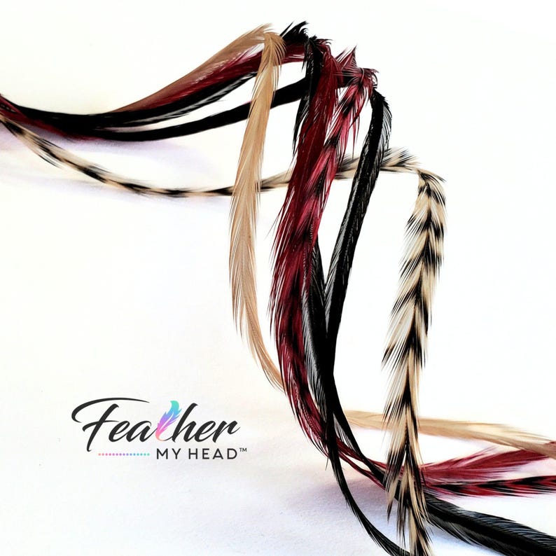 Feather Hair Extension Kit,  6 Real Feathers, Pick Your Length Short to Mega Long 16 In Hair Feathers, Optional DIY Kit, Sedona Mix