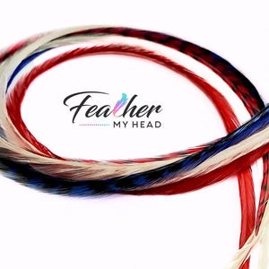Red White Blue Hair Feathers: 6-Piece Extension Kit image 12