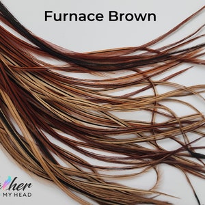 Brown Hair Feather Extensions. (1) Feather, Long Lengths and Hair Feather Kit Available - Natural Furnace Brown Color