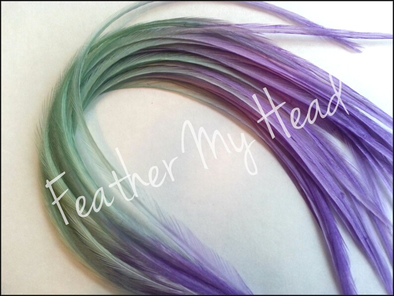 10 2 Tone Tie Dye Fade Feather Extensions Whiting Rooster Etsy