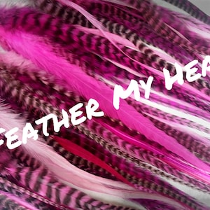 Feather Hair Extensions - Pink - Wide Accent Feathers - 7&quot;-11&quot; Long (17.78 cm - 27.94 cm)