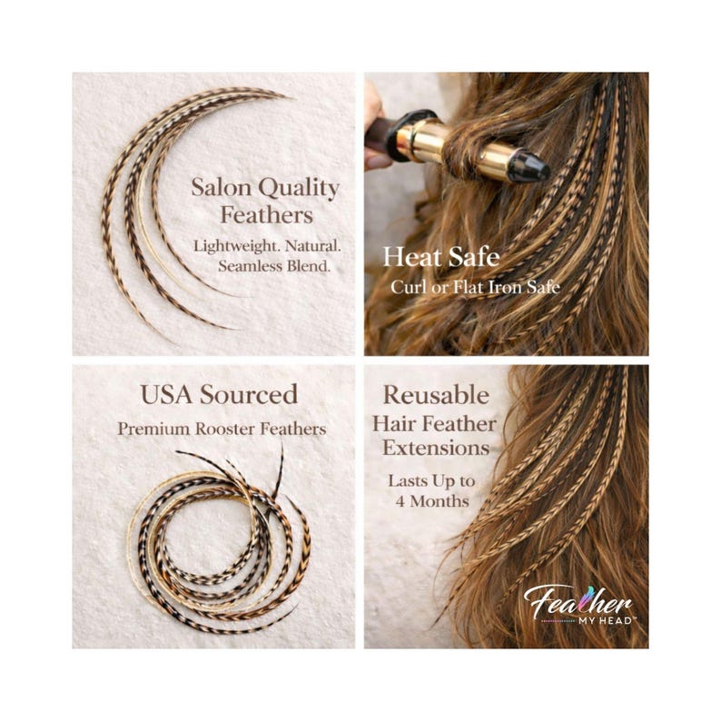 Red White Blue Hair Feathers: 6-Piece Extension Kit