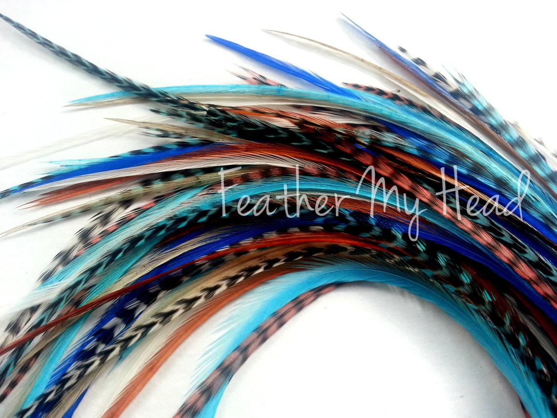 16 DIY Kit Whiting Feather Hair Extensions Extra Long Etsy