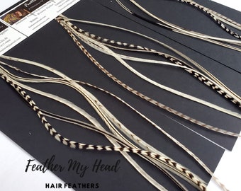 Natural Color Hair Feather Extensions. Long Lengths and Hair Feather Kit Available - Island Girl Mix