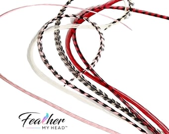 Real Feather Hair Extension Kit: Pink, White, Red, Grizzly