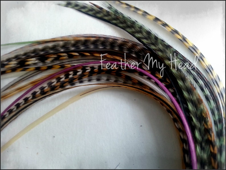 50 Pcs. Neon/Turquoise MIX 9-14" Feather Extension, Whiting Farms, DIY Kit