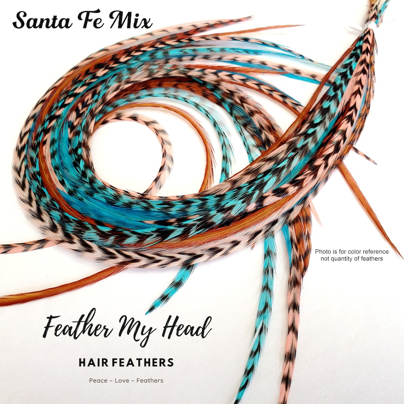 Feather Hair Extension Kit 6 Real Feathers Pick Your Length Etsy
