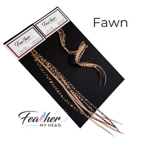 Fawn Brown Hair Feather Extensions. (1) Feather, Long Lengths and Hair Feather Kit Available