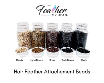 500 microeslabones de silicona, tubos, cuentas termoencogibles y extensiones de cabello de plumas, disponibles en 5 colores.