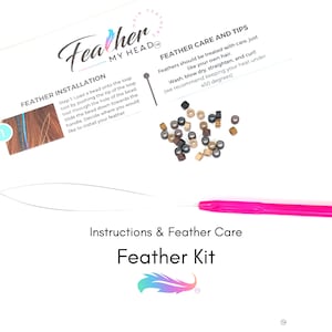 Feather Extension Kit, Instructions, Hair Loop / Threader For Installing Mirco Beads, Micro Beads, Pliers Not Included