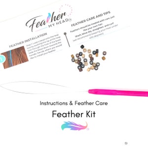 Feather Extension Kit, Instructions, Hair Loop / Threader For Installing Mirco Beads, Micro Beads, Pliers Not Included