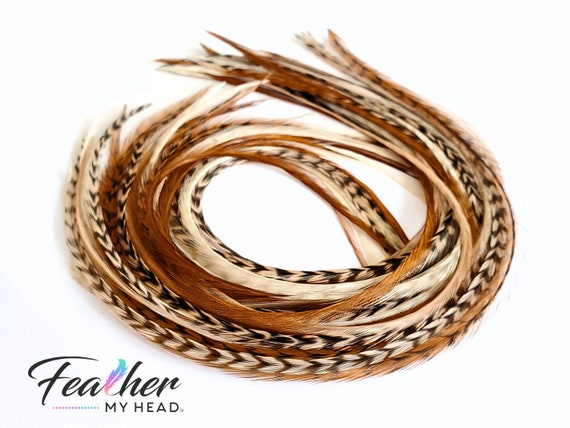 Hair Feathers 6 Feather Extensions Pick Your Length With Long Feathers Available Over 16 Inches Optional Feather Kit Tan Fannies Etsy