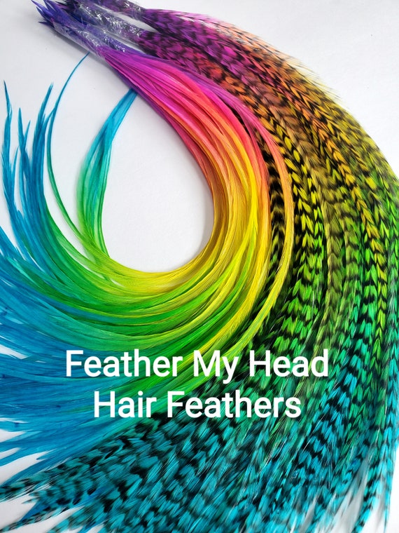 Feather Hair Extension Kit 6 Multi Colored Rainbow Tie Dye - Etsy Norway Feather Hair Extension Kit 6 Multi Colored Rainbow Tie Dye - Etsy Norway