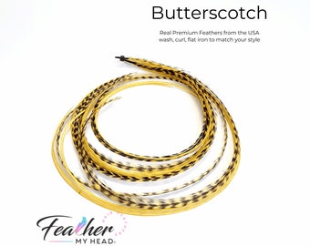Butterscotch Brown Hair Feather Extension: Long Length