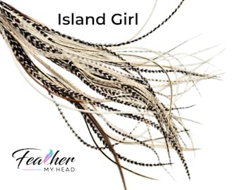 Feathers - 16 Pc - Pick Your Length Up To 16 In Long - Real Hair Feathers With Optional DIY Kit - Island Girl Mix