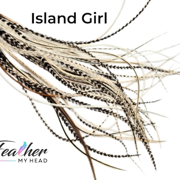 Feathers - 16 Pc - Pick Your Length Up To 16 In Long - Real Hair Feathers With Optional DIY Kit - Island Girl Mix