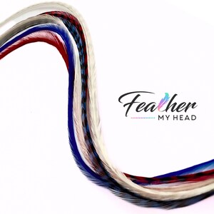 Red White Blue Hair Feathers: 6-Piece Extension Kit image 11