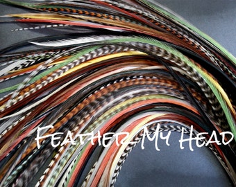 16 SUPER LONG Natural Feather Hair Extensions - Extra Long Premium Grade - Optional Do It Yourself Kit