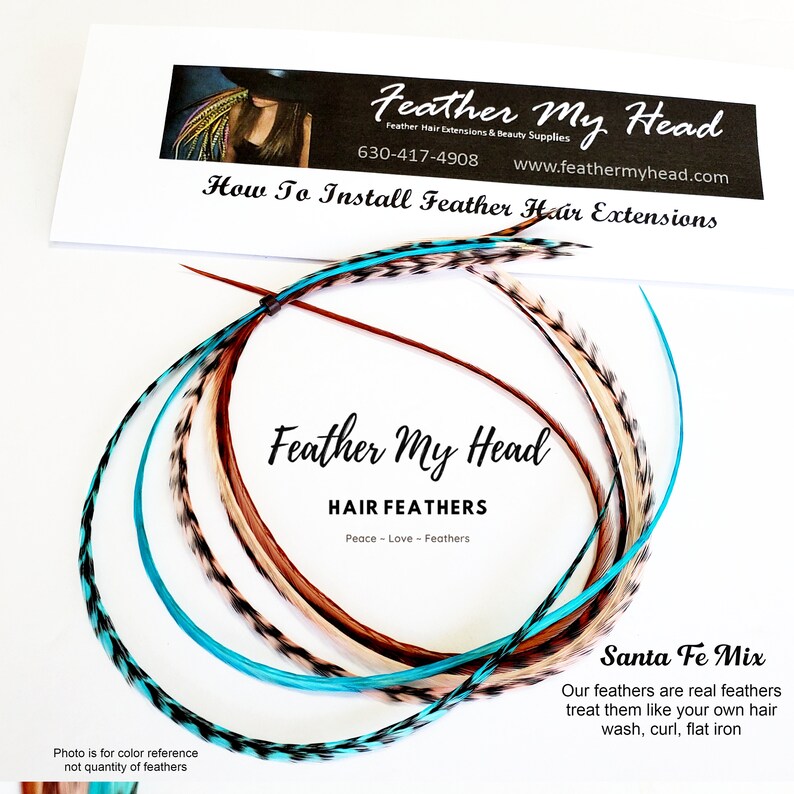 Feather Hair Extension Kit 6 Real Feathers Pick Your Length Etsy
