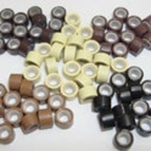 25 Silicone Micro Links , Tubes, Shrinkies, Feather Hair Extenisons Beads Available In 5 Colors