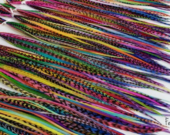 CLEARANCE - Multi Color Rainbow Tie Dye Ombre Fade Feathers - Feather Extensions - Jewelry - Crafts - Variety Pack