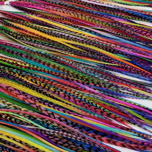 CLEARANCE - Multi Color Rainbow Tie Dye Ombre Fade Feathers - Feather Extensions - Jewelry - Crafts - Variety Pack