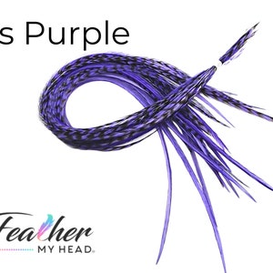 Purple Iris Hair Feather Extensions. 6 Hair Feathers, Long Lengths and Hair Feather Kit Available image 6