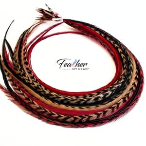 Feather Hair Extension Kit,  6 Real Feathers, Pick Your Length Short to Mega Long 16 In Hair Feathers, Optional DIY Kit, Sedona Mix