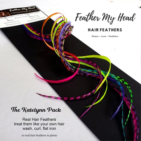 Estensione Dei Capelli Con Piume 10 Pezzi Capelli Finti Capelli - Foto 9