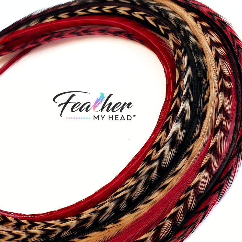 Feather Hair Extension Kit,  6 Real Feathers, Pick Your Length Short to Mega Long 16 In Hair Feathers, Optional DIY Kit, Sedona Mix