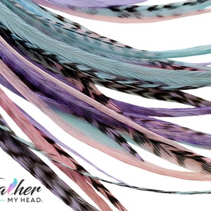 Hair Feathers - Feather Extensions -Pastel Pink, Purple, Blue - Frosted Cupcake Collection - Optional Feather Kit - Long Lengths Available