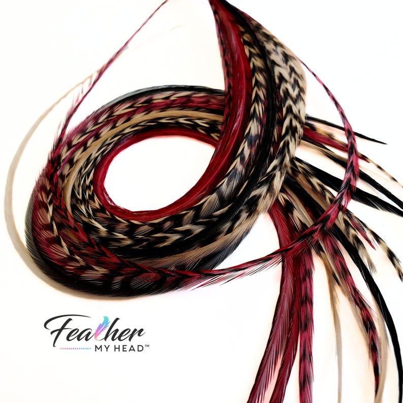 Feather Hair Extension Kit,  6 Real Feathers, Pick Your Length Short to Mega Long 16 In Hair Feathers, Optional DIY Kit, Sedona Mix
