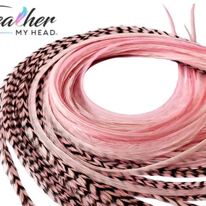 Baby Pink Hair Feather Extensions, Pick Your Length Over 16 Inches Long, Optional Feather Kit, Dyed a beautiful Pastel Pink Color