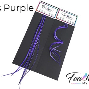 Purple Iris Hair Feather Extensions. 6 Hair Feathers, Long Lengths and Hair Feather Kit Available image 7