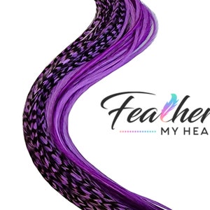 Electric Purple Hair Feather Extensions, Select Your Length With Feathers Over 16 Inches Long, Optional Feather Kit, 6 Premium Hair Feathers