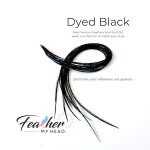 Hair Feather Extensions -Premium Grade Euro Feathers - Select Your Length - Black Solid Dyed