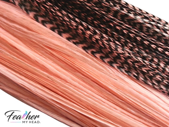Light Coral Orangehair Feather Extensions. 6 Feathers. Long Lengths Over 16  Inches and Hair Feather Kit Available 