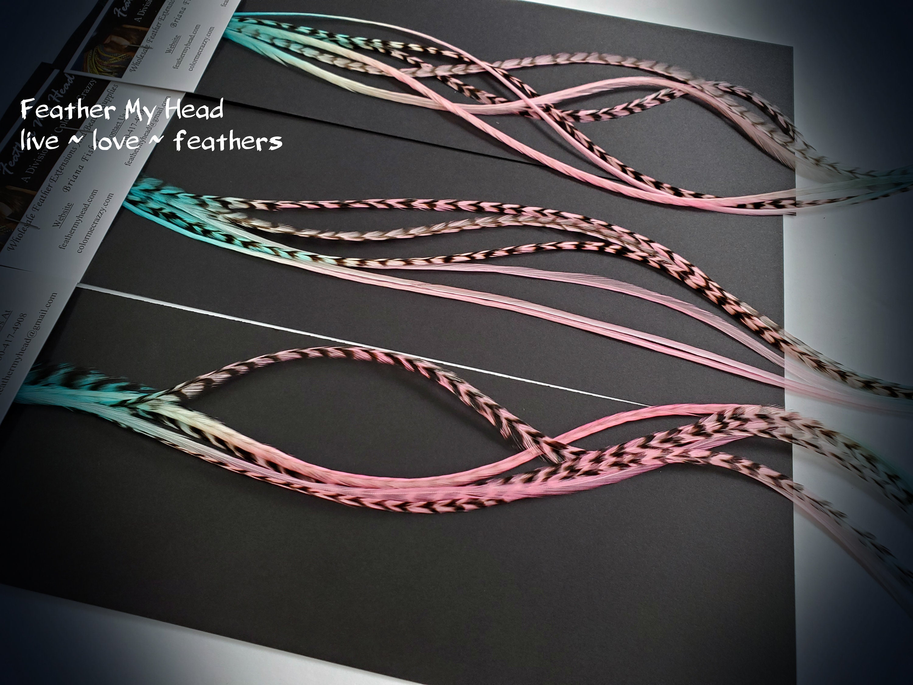 30 Hot Pink & Turquoise Grizzly Color Hair Feathers – 7”- 12” Long –  Feathers For Hair Extension, Rooster Feathers Diy Kit – Eye-catching Design  – 10 Micro-link Beads – 100% Real Rooster Feathers