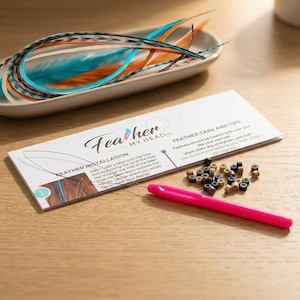 Installatiekit verenhaarverlenging, doe-het-zelf verenset, met siliconen beklede kralen en lus, veren hairextensions thuis installeren